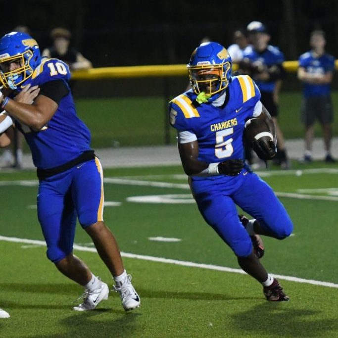 Westview's Asa Barnes (5) runs the ball against Chester County during the Camden Quarterback Club Jamboree at Camden on Aug. 14, 2026. Photo by Michael Odom.