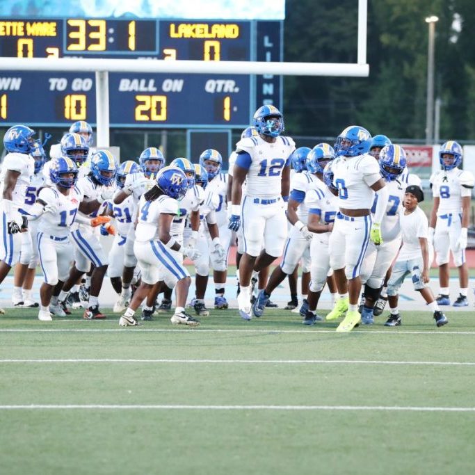 Fayette-Ware runs onto the field before playing Lakeland Prep in a Region 8-4A matchup during Week 5 action.