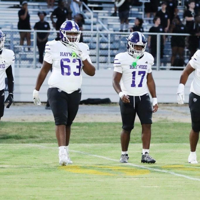 The Haywood football captains prepare to walk on the field before playing Fayette-Ware during Week 6 of the 2026 season.