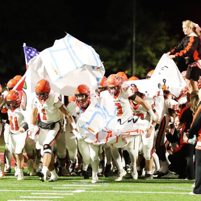 The South Gibson football team runs onto the field before playing Crockett County in a Region 7-4A high school football game at Crockett County on Oct. 16, 2026. Photo by Pam Dietz.