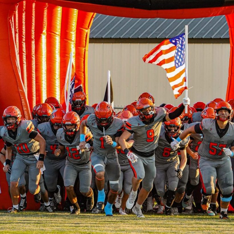 The South Gibson football team walks out before playing Milan in a Week 2 high school football game.