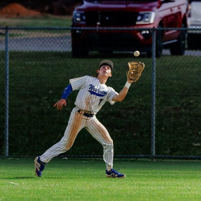 Westview's CD Damron (7) catches a fly ball against Peabody during a District 14-2A high school baseball game at Martin City Park on April 20, 2026.