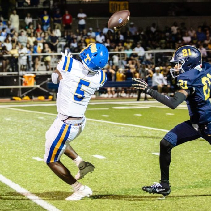 Westview's Asa Barnes (5) waits to catch a pass against Lausanne during a high school football game at Lausanne on Sept. 25, 2026. Photo by Christel Laney.