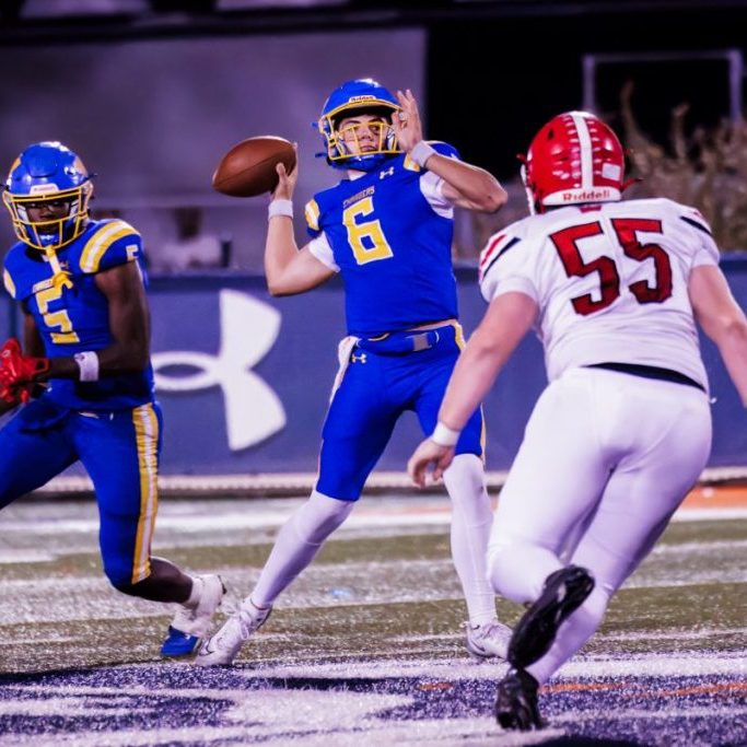 Westview's Graham Simpson (6) throws a pass against Westmoreland during the second round of the Class 3A high school football playoffs at Hardy Graham Stadium on Nov. 14, 2025.